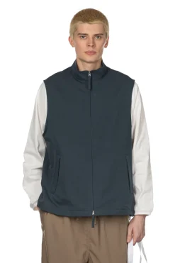 New Still by Hand Stand Collar Vest - Teal Blue