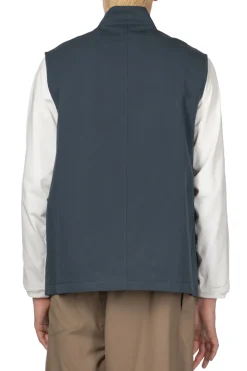 New Still by Hand Stand Collar Vest - Teal Blue