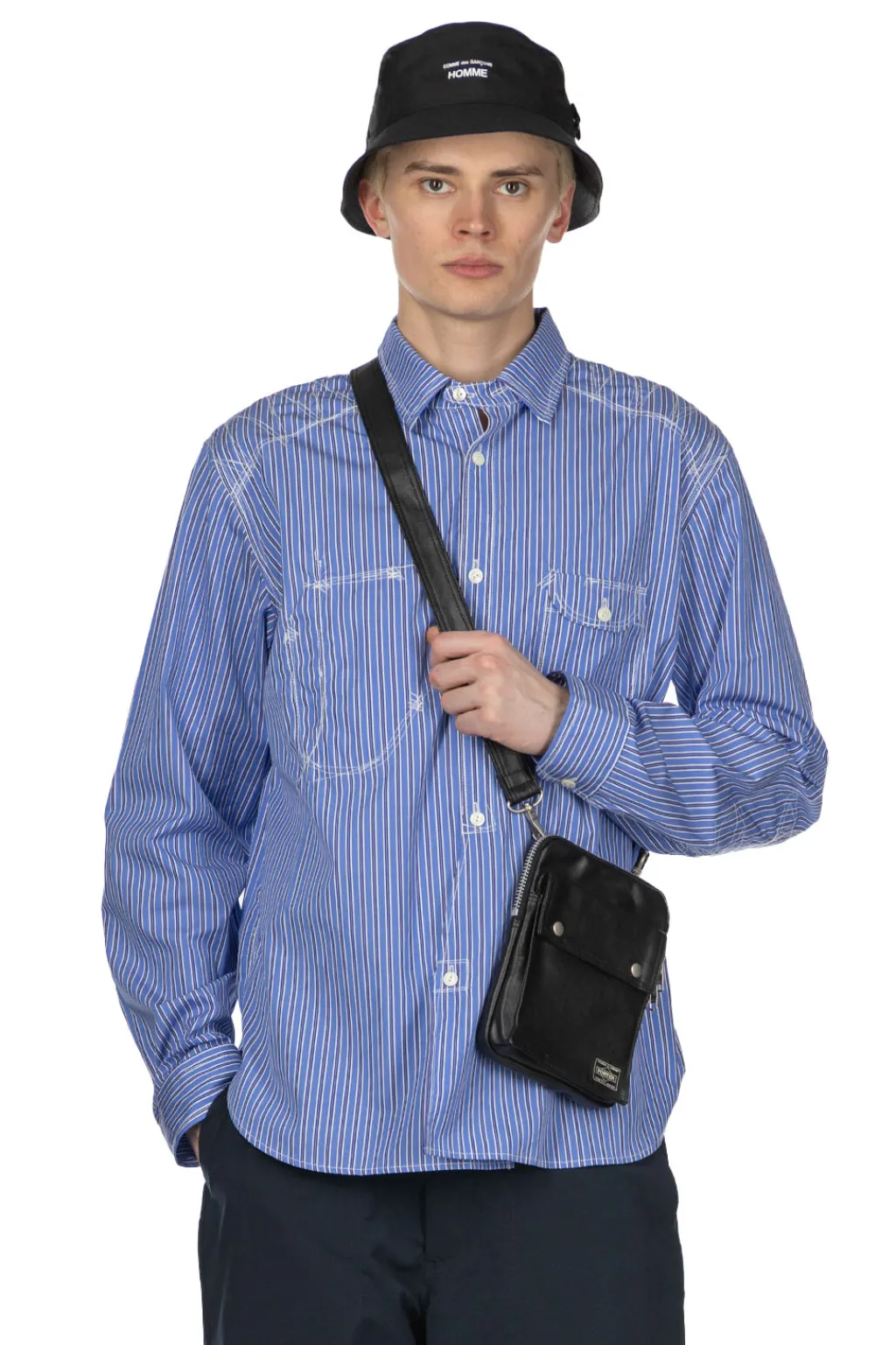 New Junya Watanabe MAN Stitch Stripe Shirt - Blue