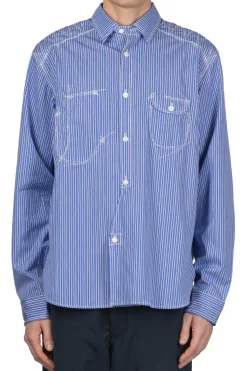 New Junya Watanabe MAN Stitch Stripe Shirt - Blue
