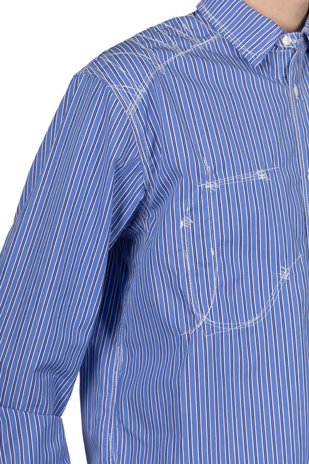 New Junya Watanabe MAN Stitch Stripe Shirt - Blue