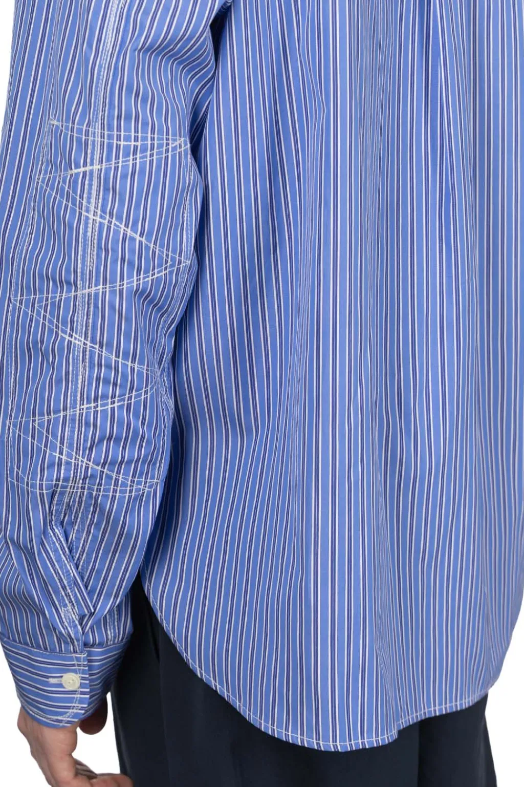 New Junya Watanabe MAN Stitch Stripe Shirt - Blue