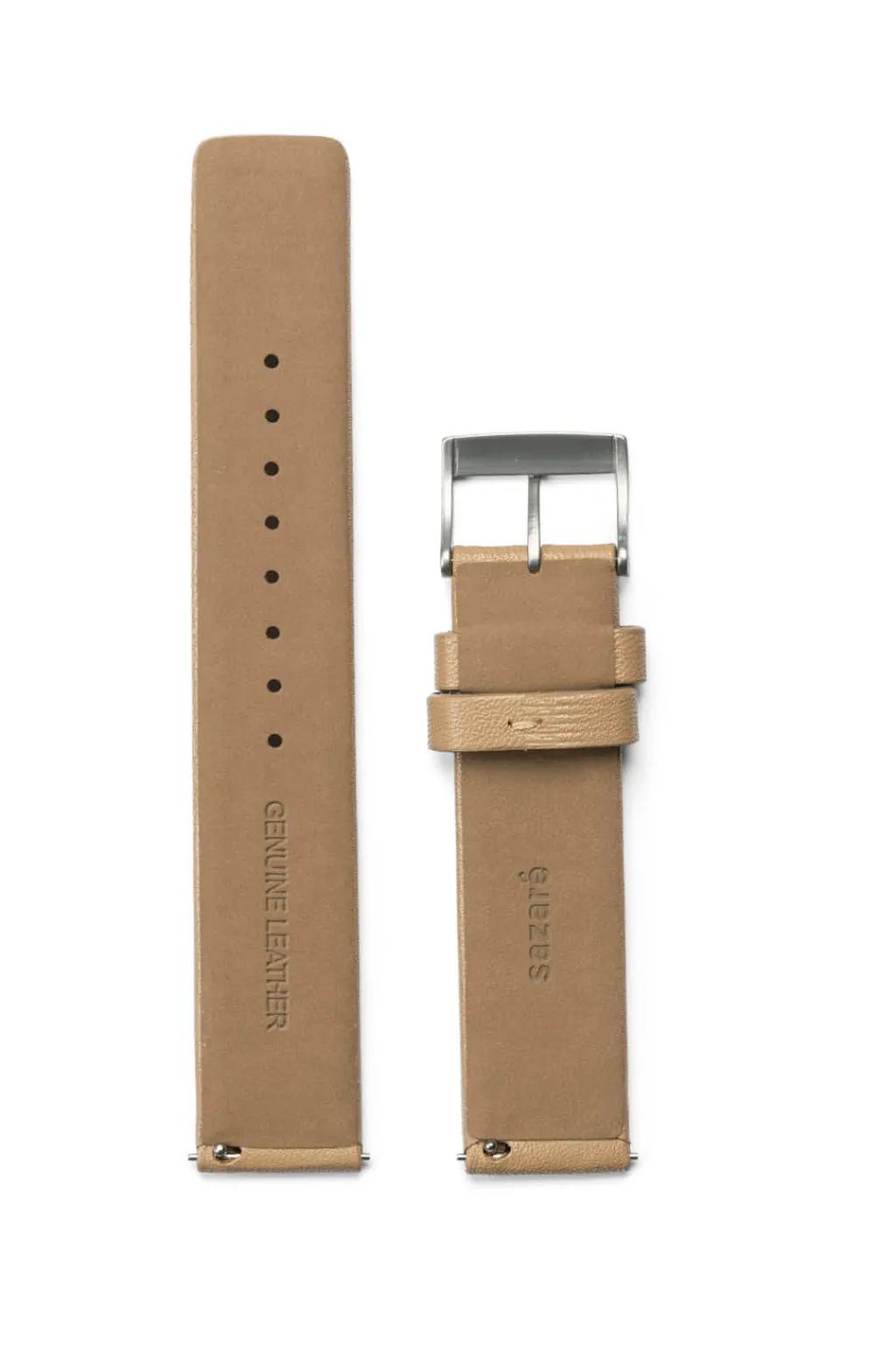 Best sazare Strap - Silver Honing - Beige Cow Leather