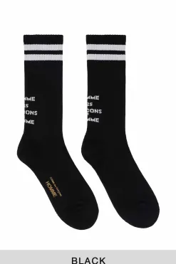 Clearance Comme Des Garcons Homme Stripe Cotton Mix Logo Socks with - 2 Colors