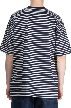 Sale ts(s) Stripe Disconnection Line T-Shirt - Navy
