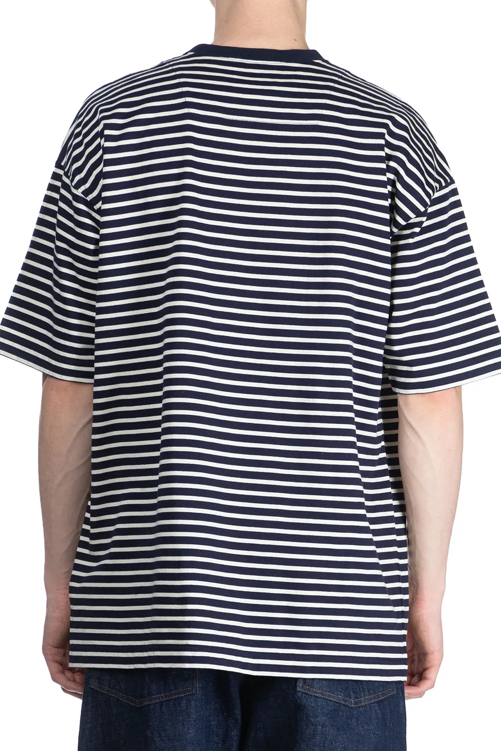 Sale ts(s) Stripe Disconnection Line T-Shirt - Navy
