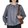 Outlet A+Koloni Stripe Frilled Blouse - Navy
