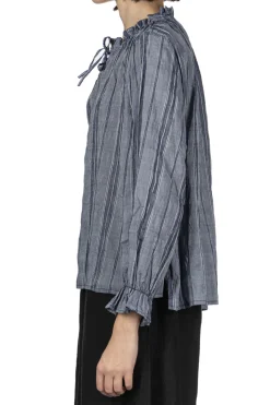 Outlet A+Koloni Stripe Frilled Blouse - Navy