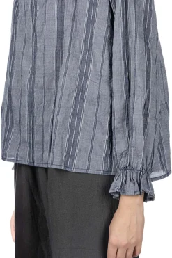 Outlet A+Koloni Stripe Frilled Blouse - Navy