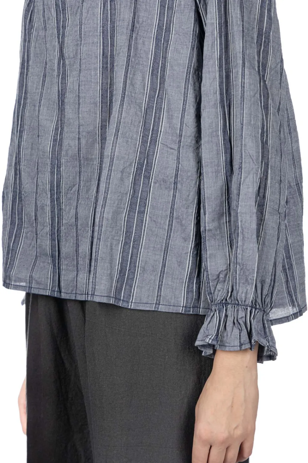 Outlet A+Koloni Stripe Frilled Blouse - Navy