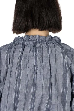 Outlet A+Koloni Stripe Frilled Blouse - Navy