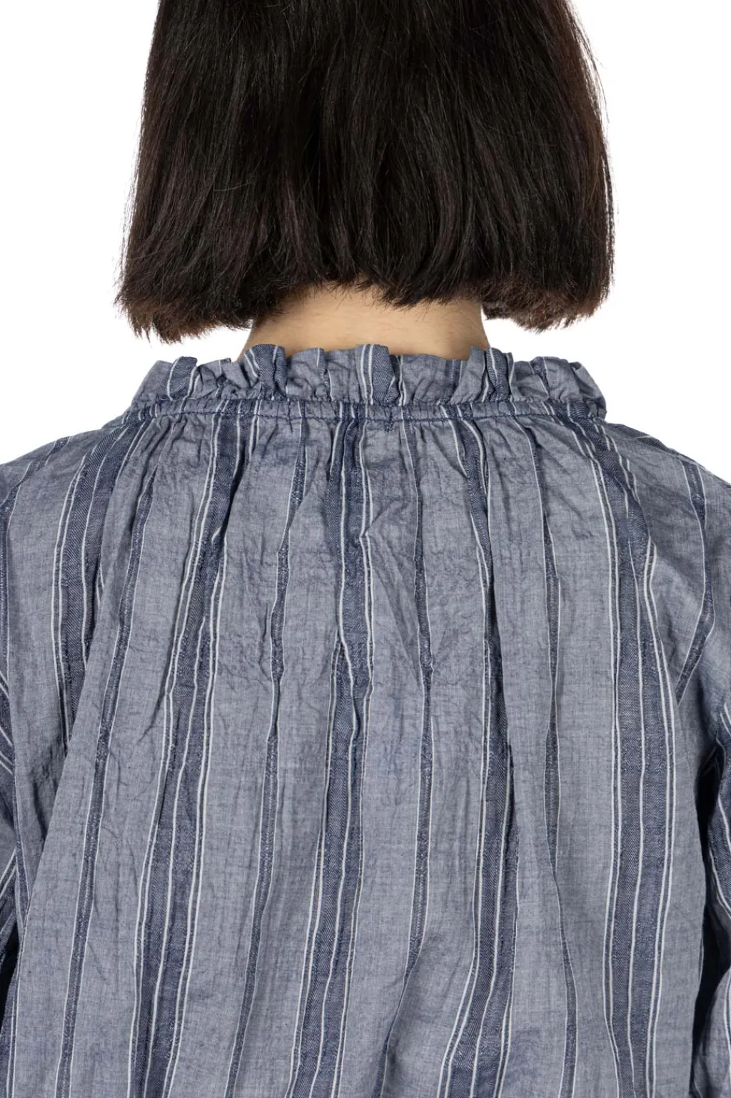 Outlet A+Koloni Stripe Frilled Blouse - Navy