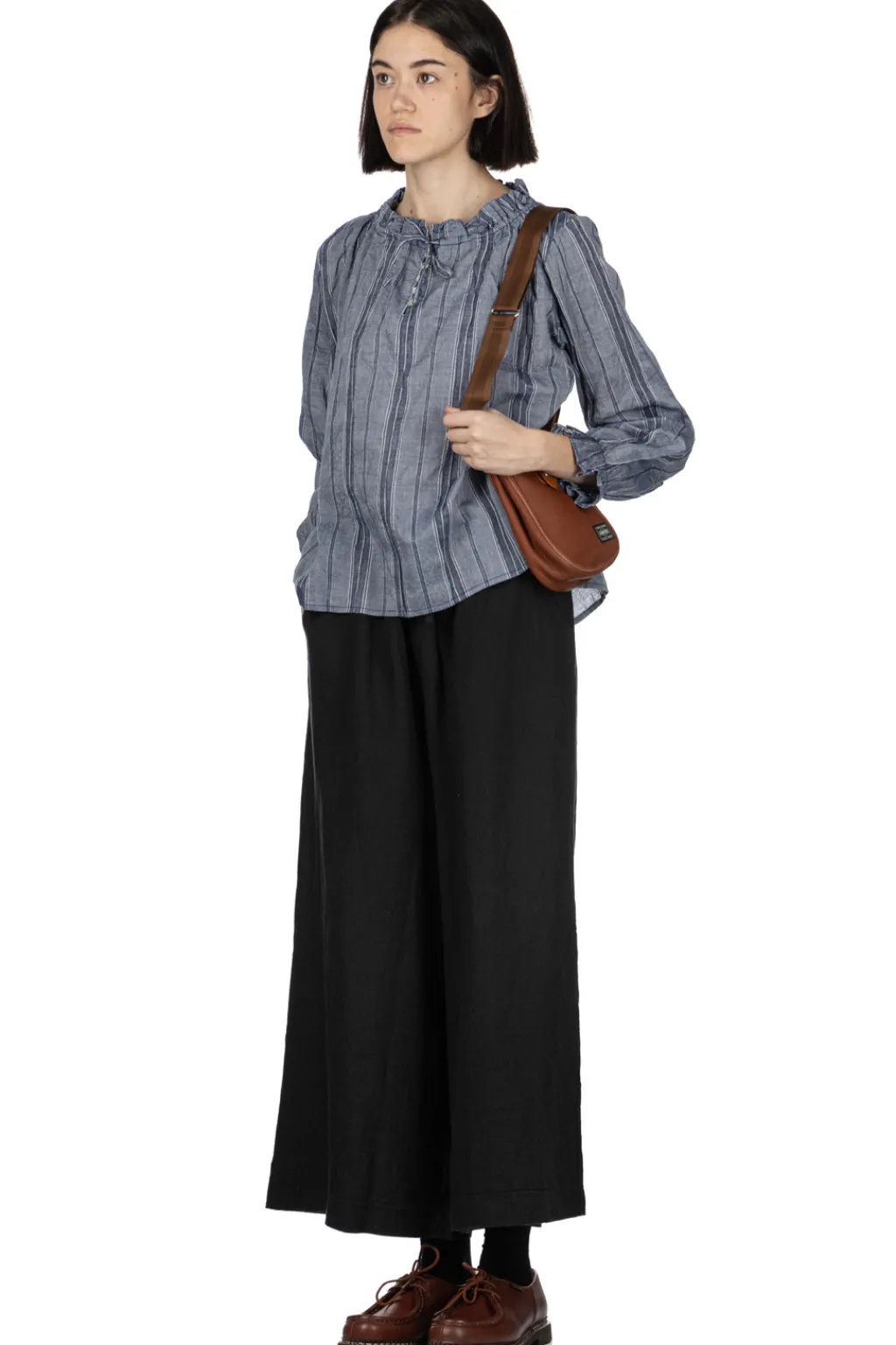 Outlet A+Koloni Stripe Frilled Blouse - Navy