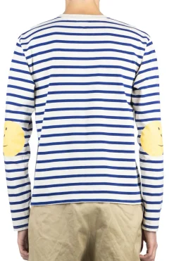 New Kapital Stripe Jersey Crew LS Tee (PROFILE RAINBOWY Patch) - Ecru x Blue