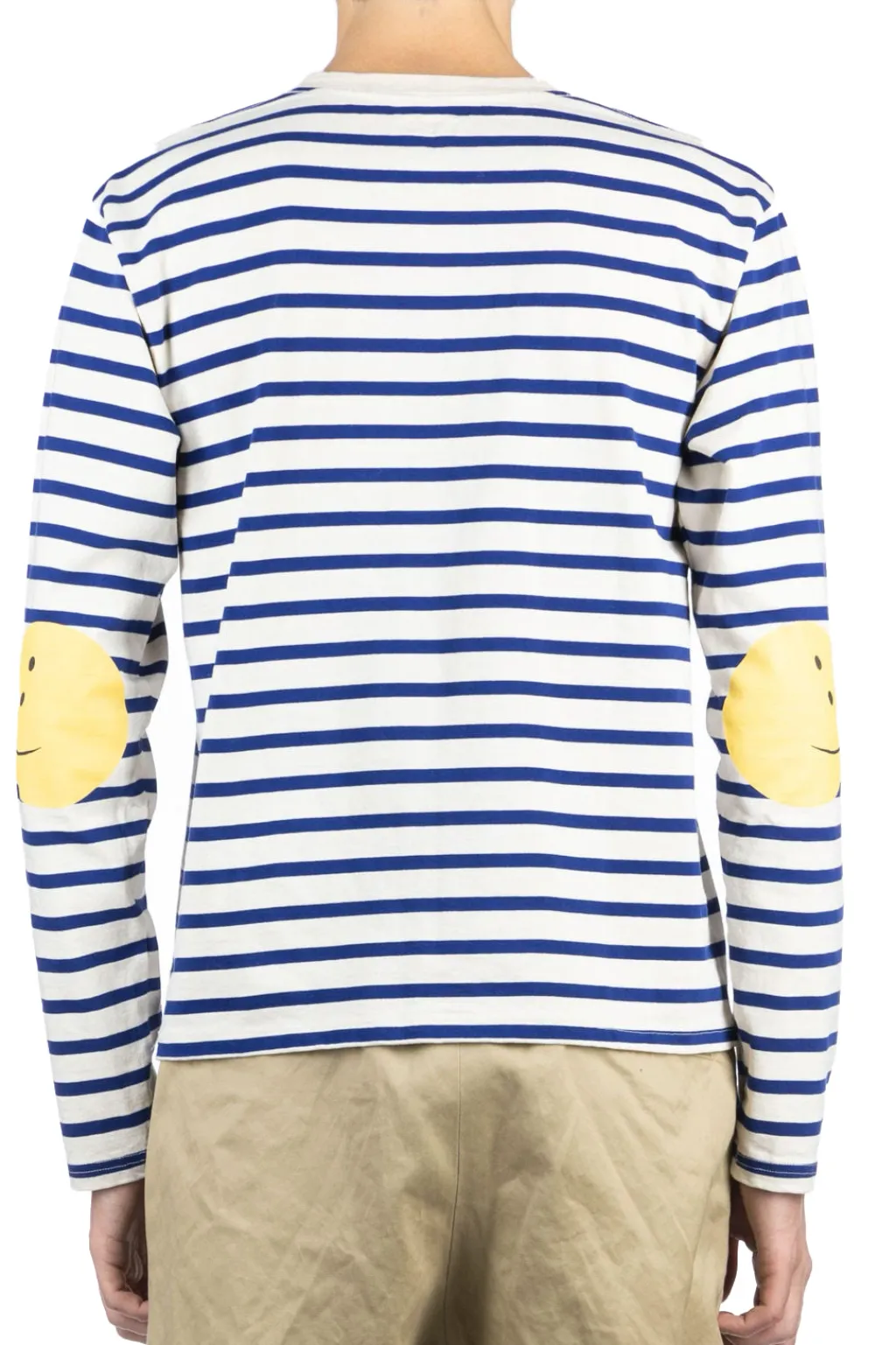 New Kapital Stripe Jersey Crew LS Tee (PROFILE RAINBOWY Patch) - Ecru x Blue