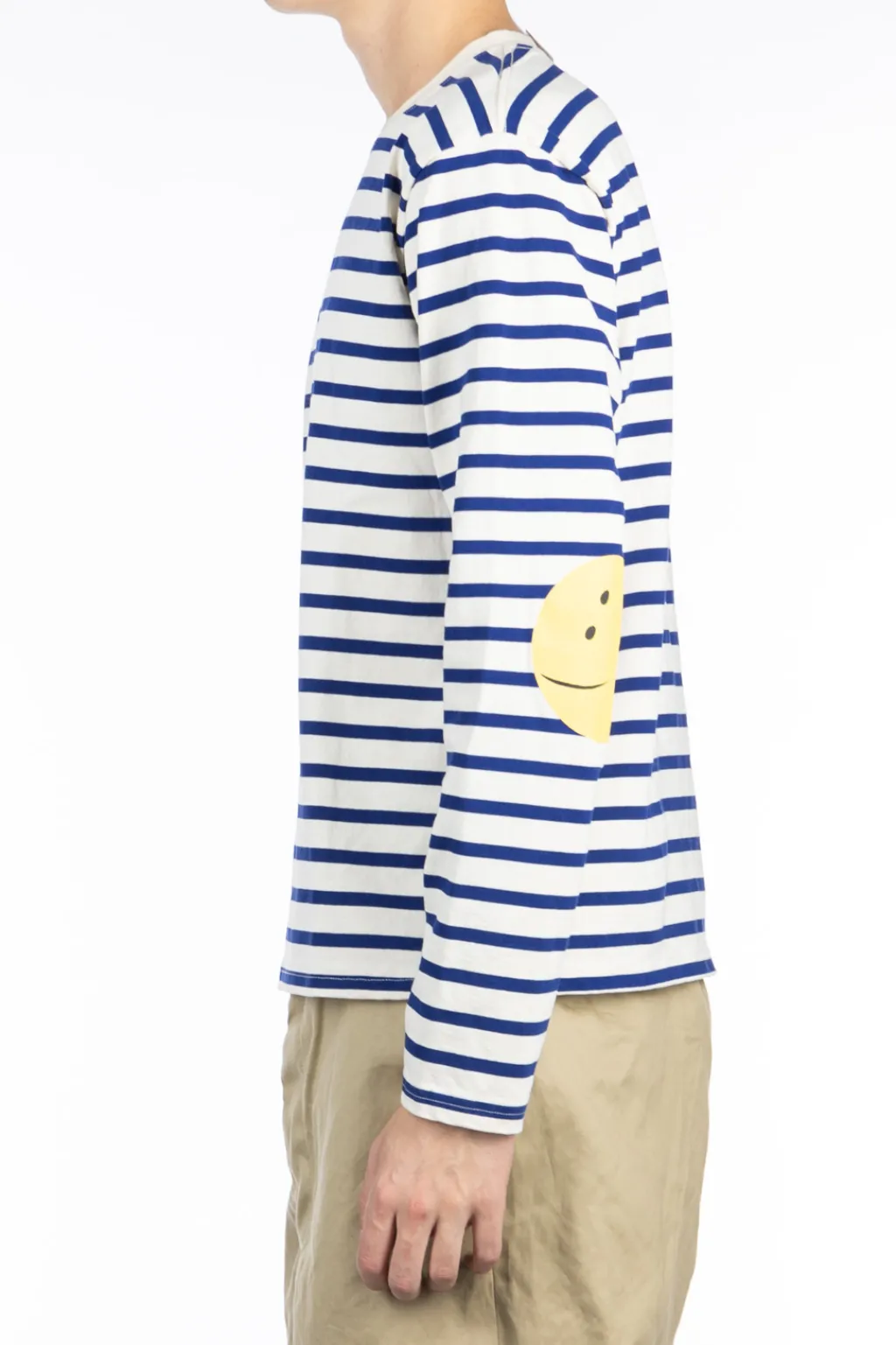 New Kapital Stripe Jersey Crew LS Tee (PROFILE RAINBOWY Patch) - Ecru x Blue