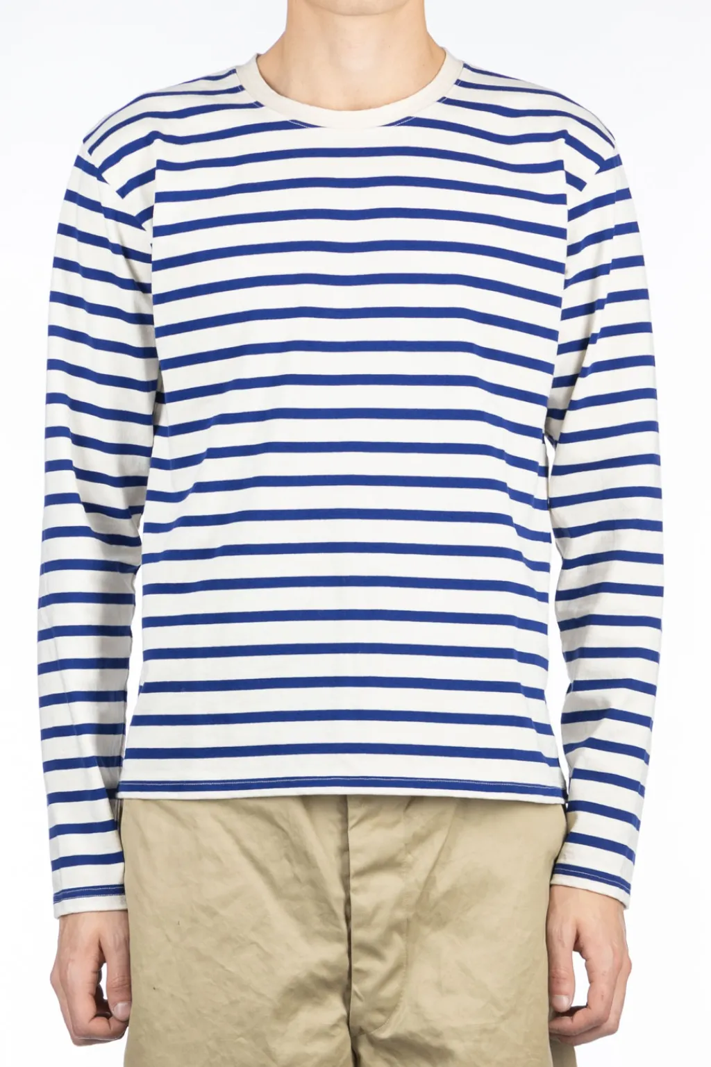 New Kapital Stripe Jersey Crew LS Tee (PROFILE RAINBOWY Patch) - Ecru x Blue