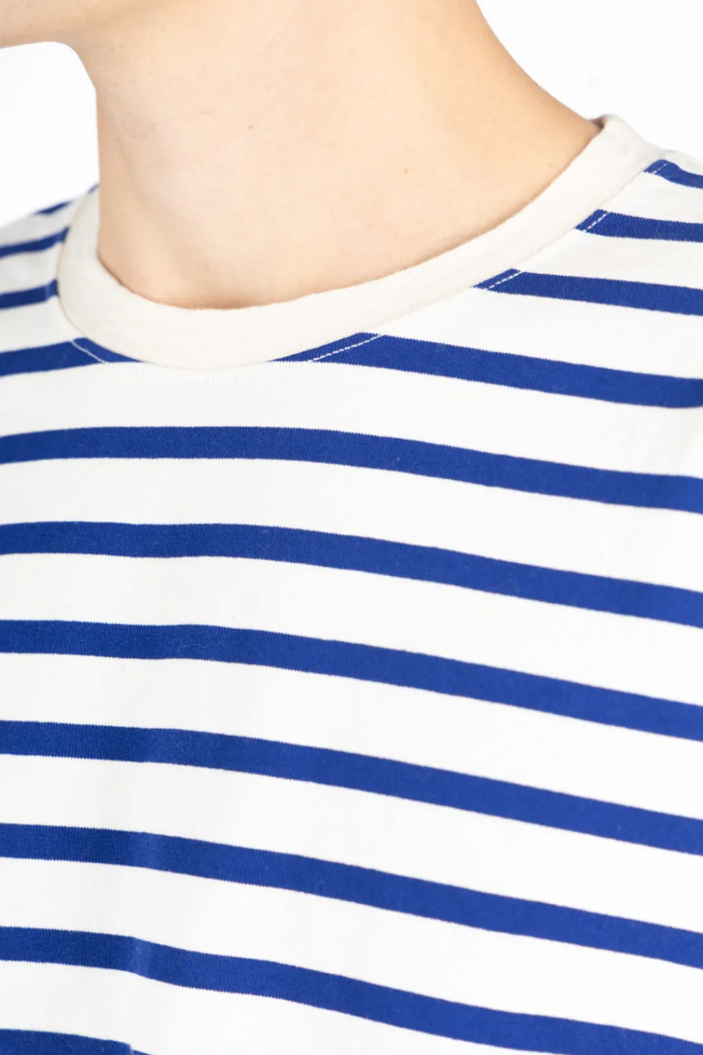 New Kapital Stripe Jersey Crew LS Tee (PROFILE RAINBOWY Patch) - Ecru x Blue