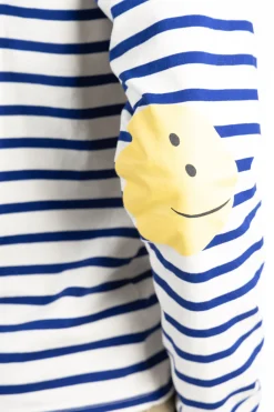 New Kapital Stripe Jersey Crew LS Tee (PROFILE RAINBOWY Patch) - Ecru x Blue