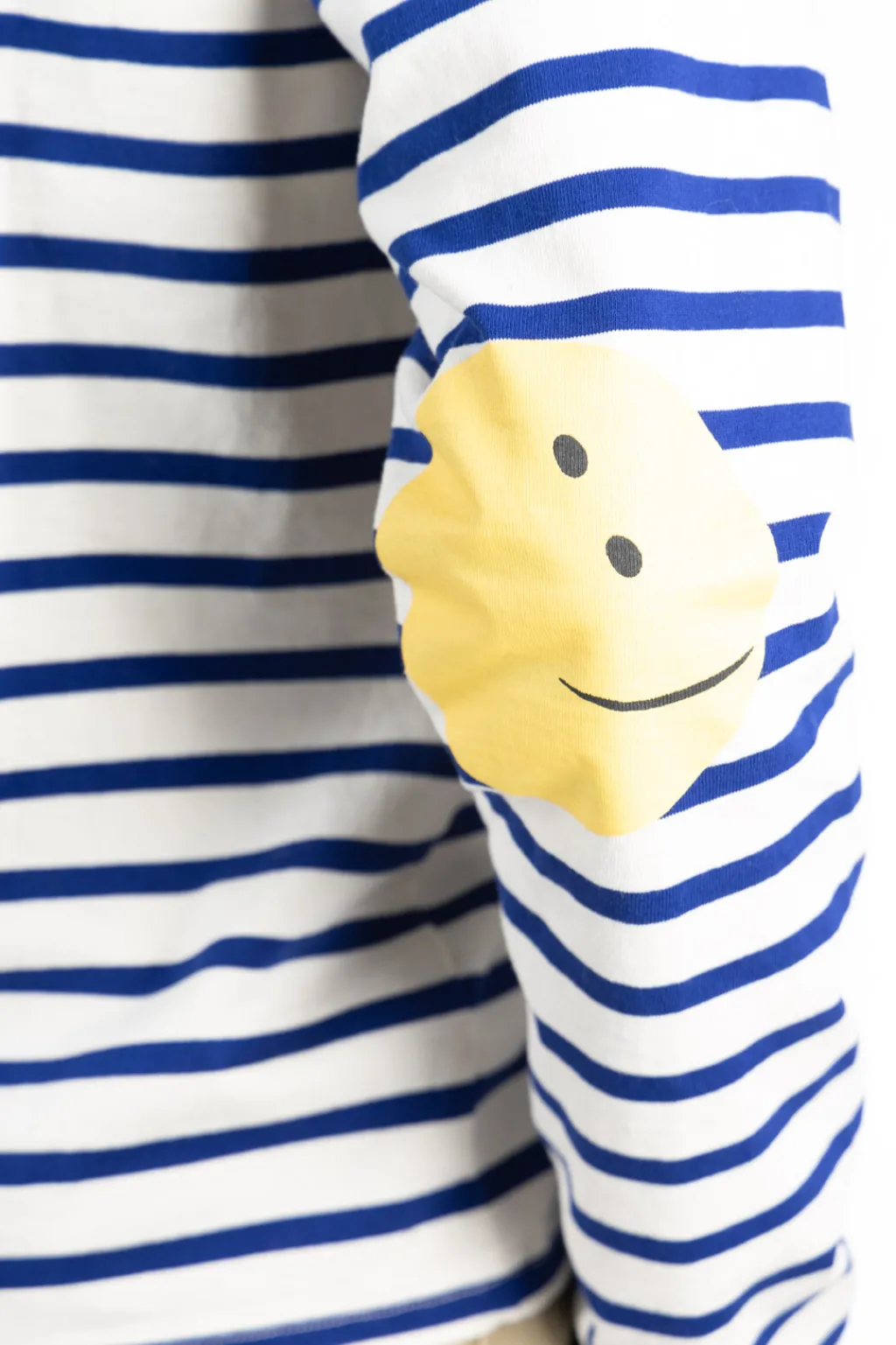 New Kapital Stripe Jersey Crew LS Tee (PROFILE RAINBOWY Patch) - Ecru x Blue