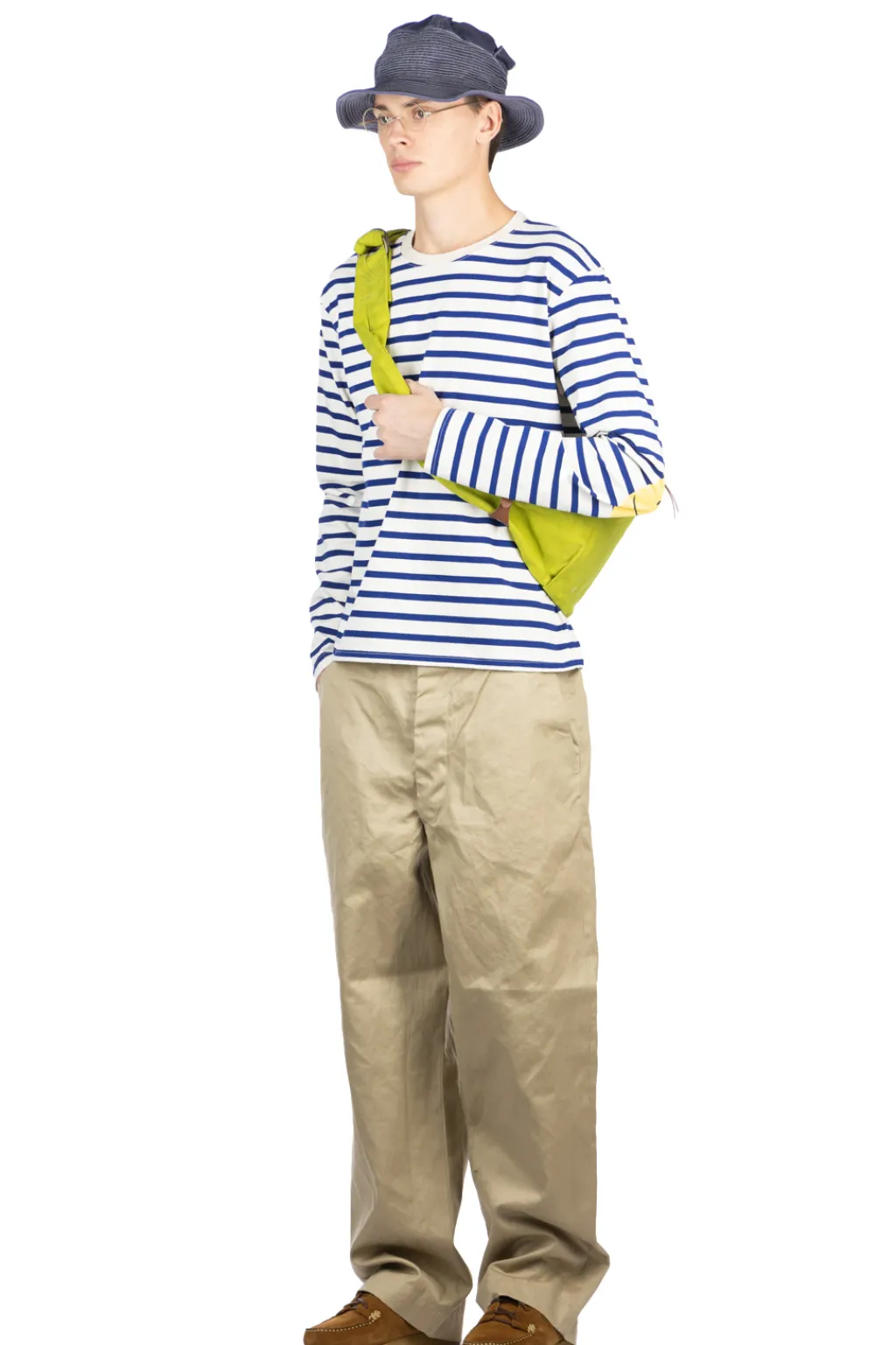 New Kapital Stripe Jersey Crew LS Tee (PROFILE RAINBOWY Patch) - Ecru x Blue