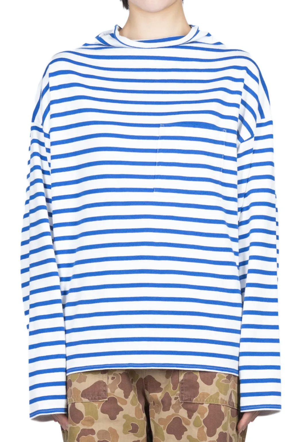Best Kapital Stripe Jersey GANDHI Long Sleeve T - White x Blue