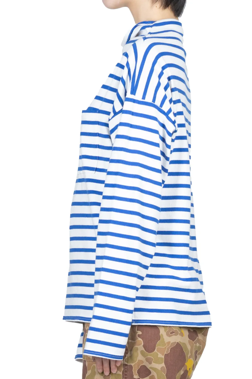 Best Kapital Stripe Jersey GANDHI Long Sleeve T - White x Blue
