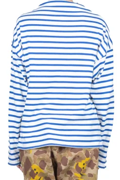 Best Kapital Stripe Jersey GANDHI Long Sleeve T - White x Blue