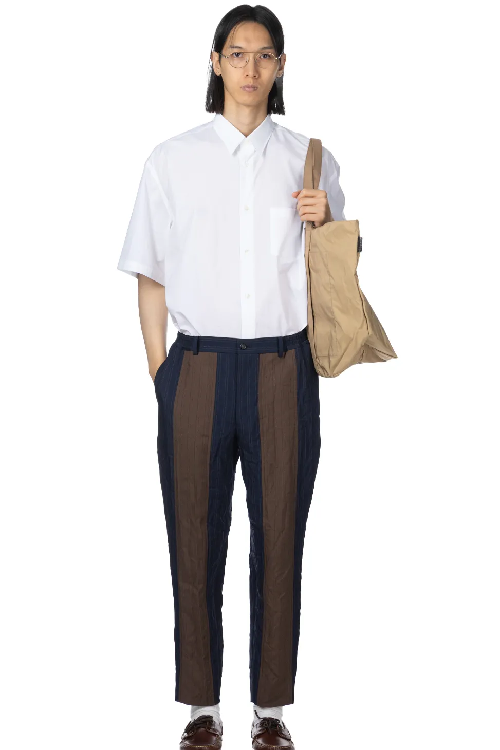 Fashion Comme Des Garcons Homme Deux Stripe Pants - Navy