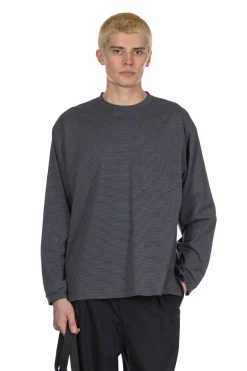 Hot Still by Hand Striped Long Sleeve T-Shirt - Grey x Navy