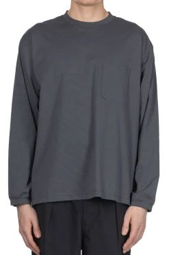 Hot Still by Hand Striped Long Sleeve T-Shirt - Grey x Navy