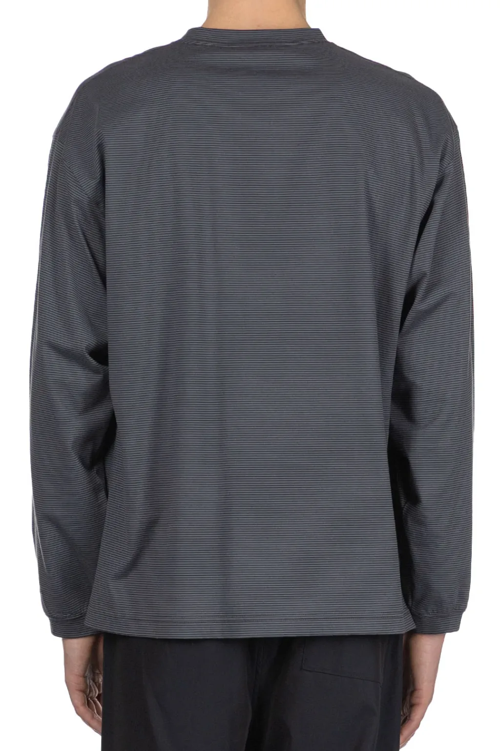 Hot Still by Hand Striped Long Sleeve T-Shirt - Grey x Navy