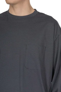 Hot Still by Hand Striped Long Sleeve T-Shirt - Grey x Navy