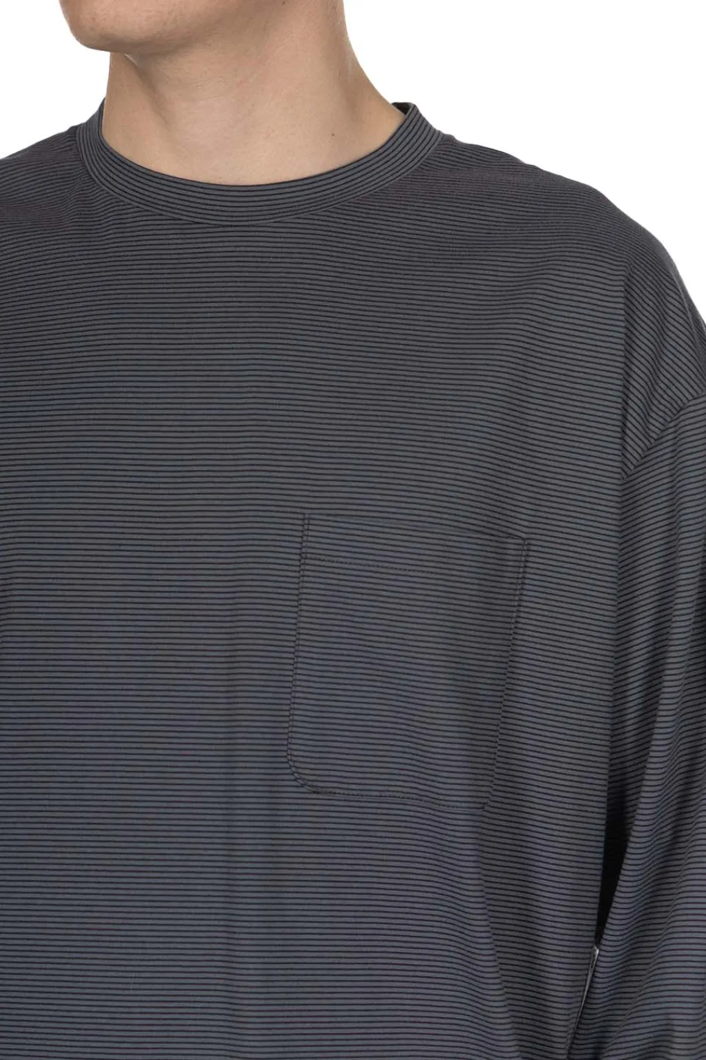 Hot Still by Hand Striped Long Sleeve T-Shirt - Grey x Navy