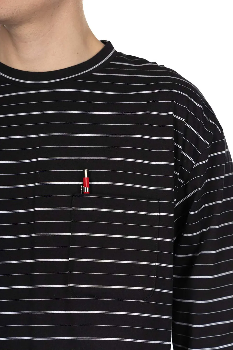 New Still by Hand Striped Long Sleeve T-Shirt - Black x White