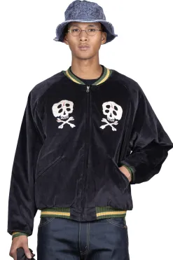 Clearance Kapital Sulfer Dyed Velvet Souvenir JKT (RAINSKULL) - Black
