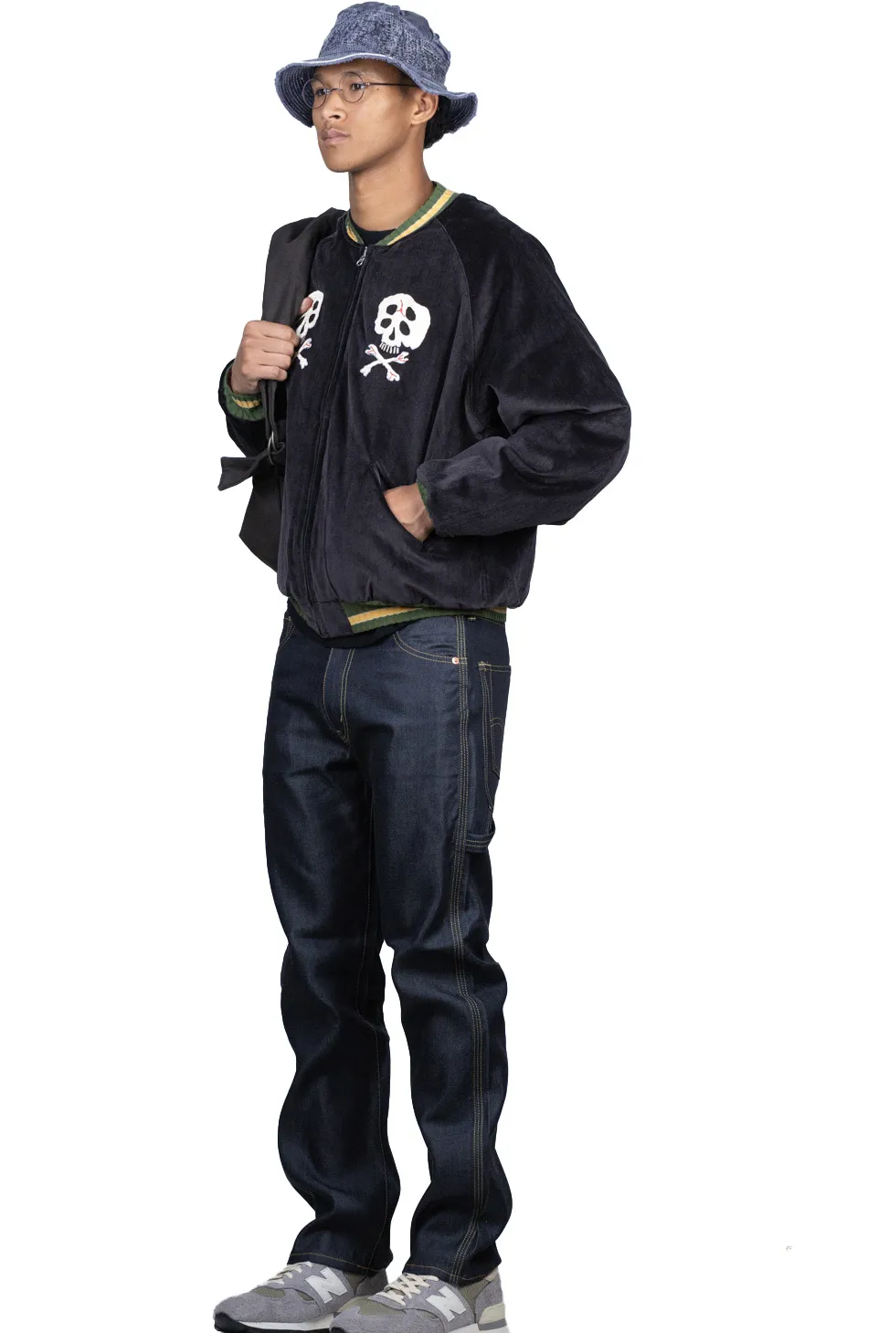 Clearance Kapital Sulfer Dyed Velvet Souvenir JKT (RAINSKULL) - Black