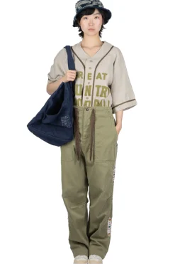 Sale Kapital Sulfur Herringbone EASY BAKER Pants (STUDS Remake) - Khaki