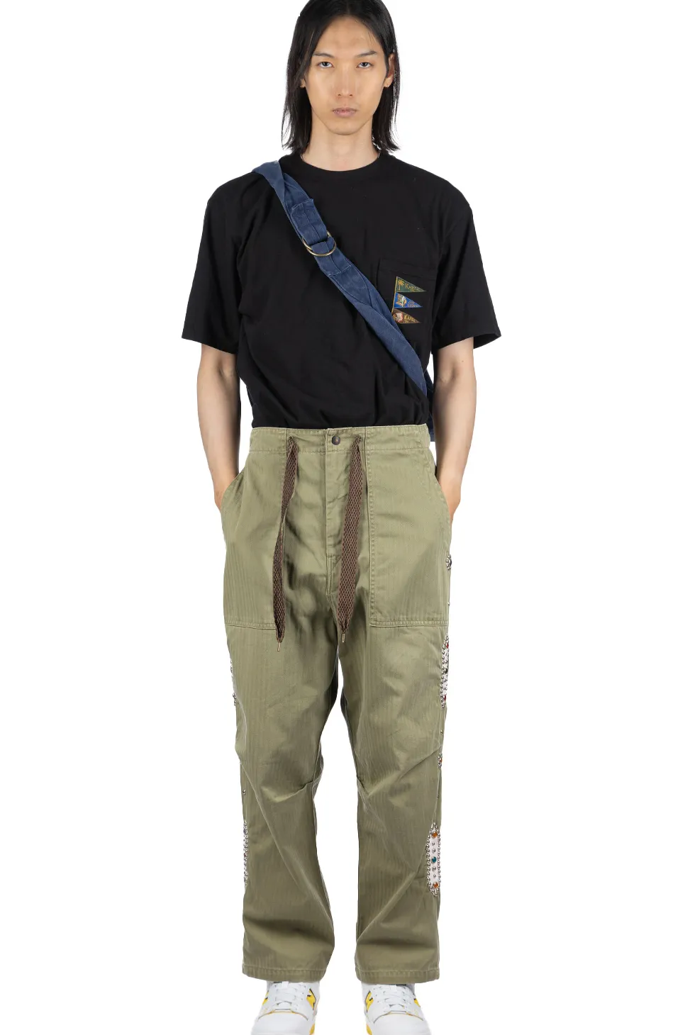 New Kapital Sulfur Herringbone EASY BAKER Pants (STUDS Remake) - Khaki