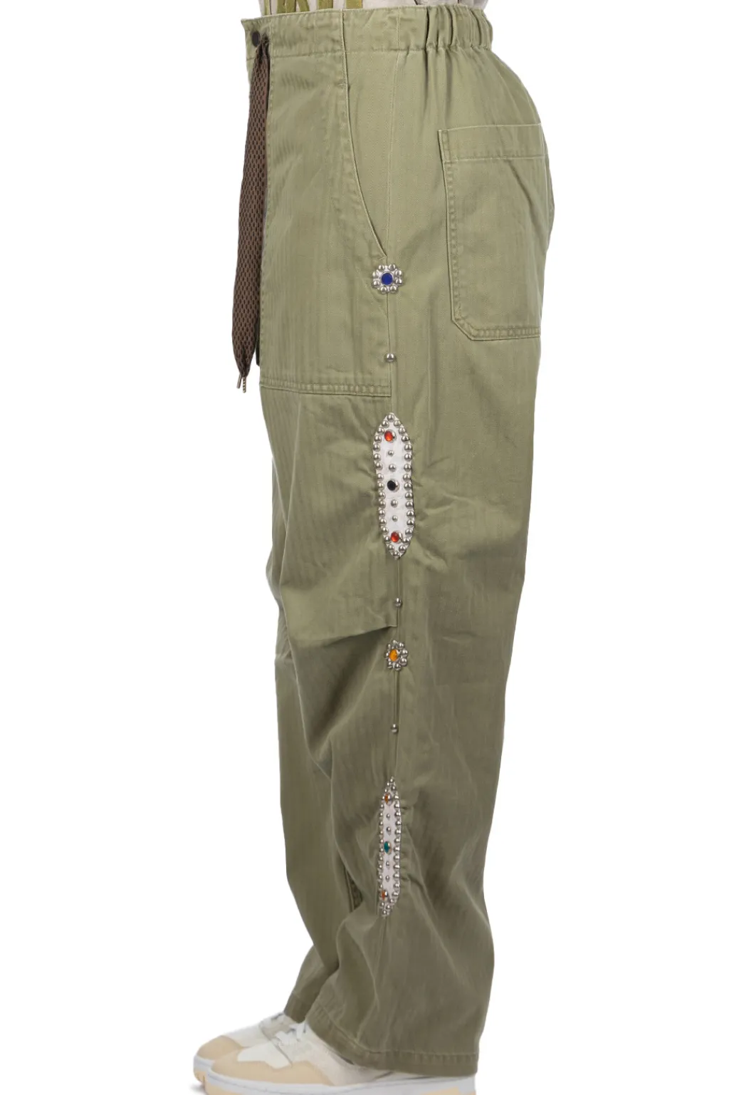 Sale Kapital Sulfur Herringbone EASY BAKER Pants (STUDS Remake) - Khaki