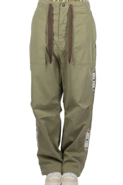 Sale Kapital Sulfur Herringbone EASY BAKER Pants (STUDS Remake) - Khaki
