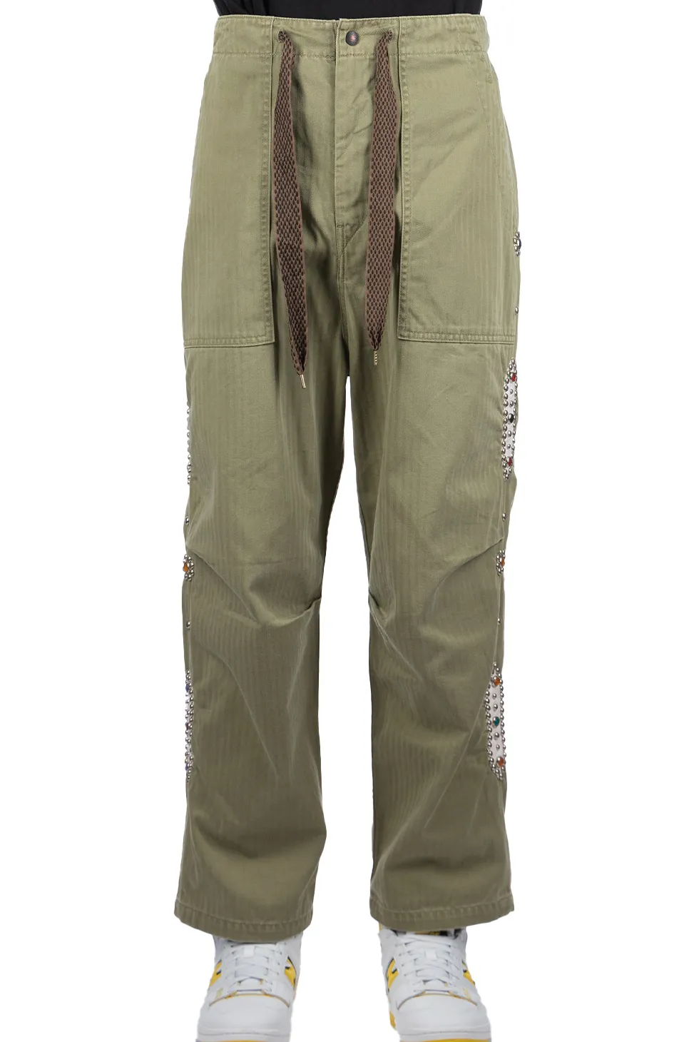 New Kapital Sulfur Herringbone EASY BAKER Pants (STUDS Remake) - Khaki