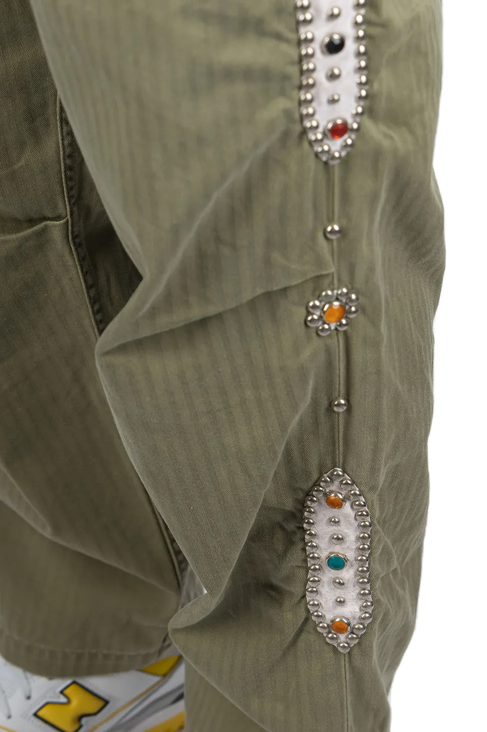 New Kapital Sulfur Herringbone EASY BAKER Pants (STUDS Remake) - Khaki