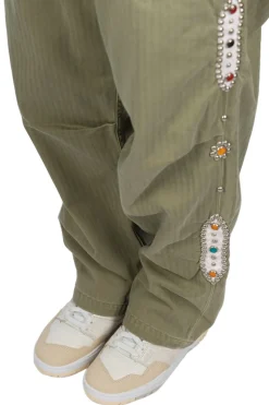 Sale Kapital Sulfur Herringbone EASY BAKER Pants (STUDS Remake) - Khaki