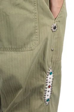 New Kapital Sulfur Herringbone EASY BAKER Pants (STUDS Remake) - Khaki
