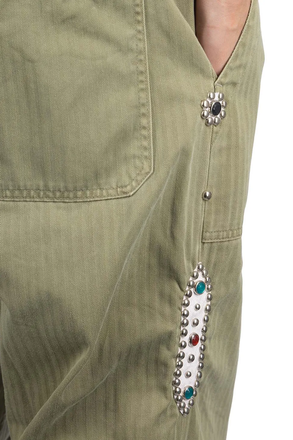 New Kapital Sulfur Herringbone EASY BAKER Pants (STUDS Remake) - Khaki