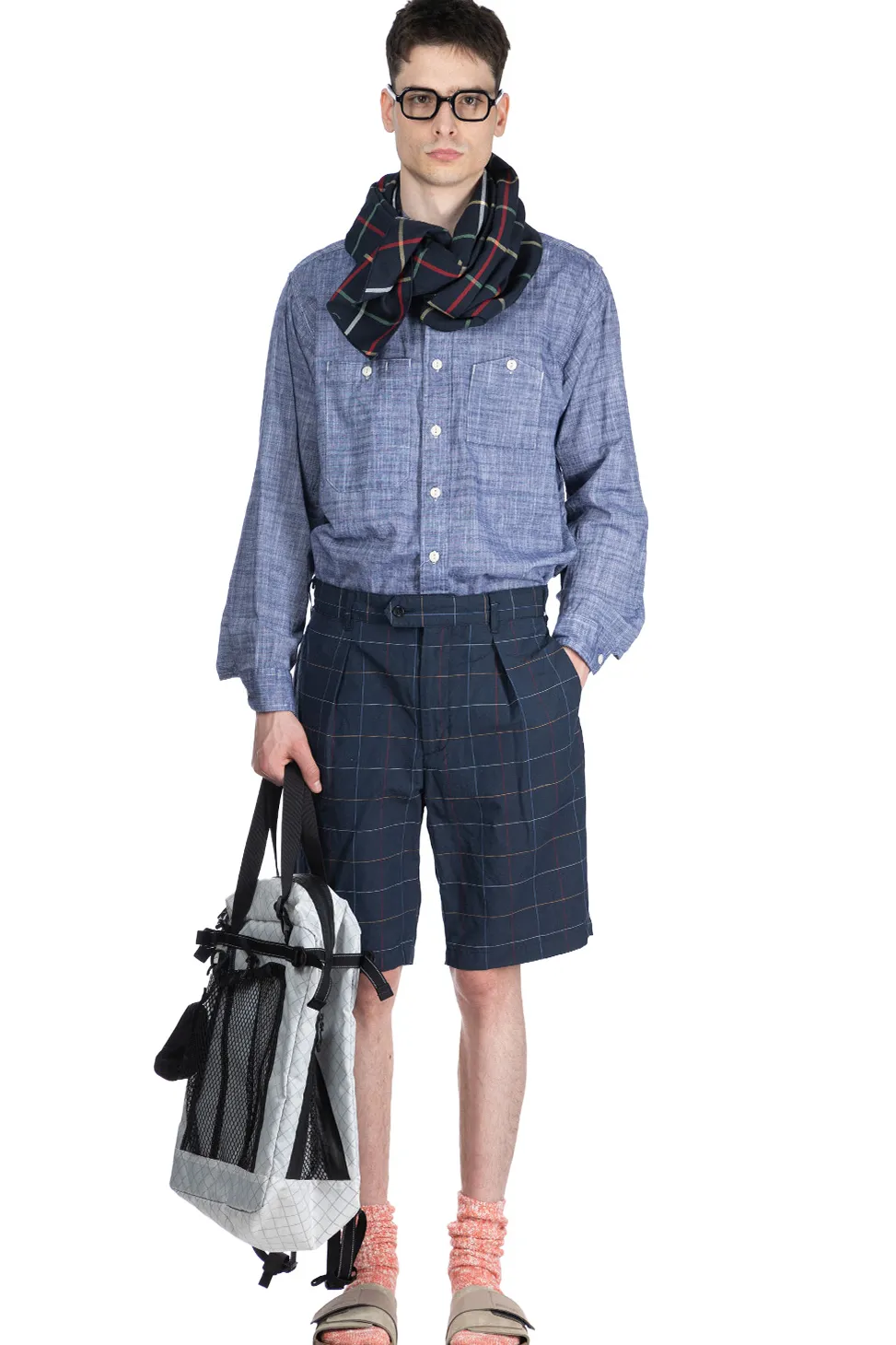 Discount Engineered Garments Sunset Short - Navy CL Windowpane