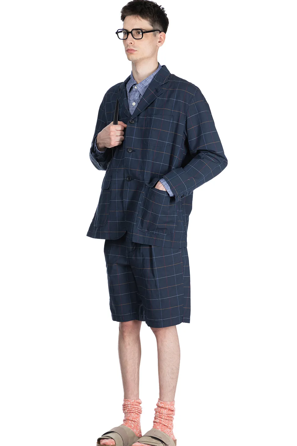 Discount Engineered Garments Sunset Short - Navy CL Windowpane