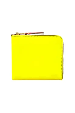 New Comme Des Garcons Wallets Super Fluo Half Zip Wallet - Yellow Light Orange