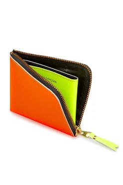 Fashion Comme Des Garcons Wallets Super Fluo Half Zip Wallet - Light Orange Pink